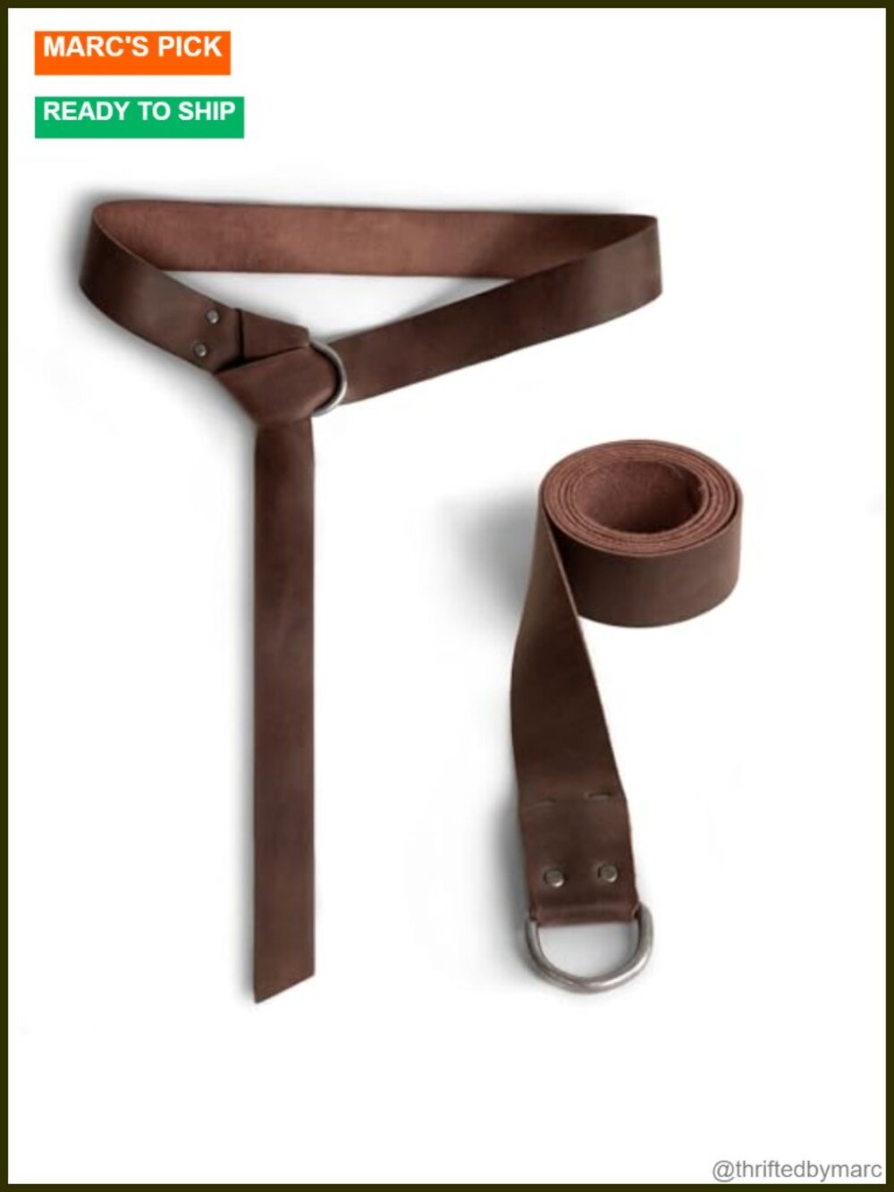Full Grain Leather Medieval Belt Half Ring Closure Renaissance Viking Cosplay